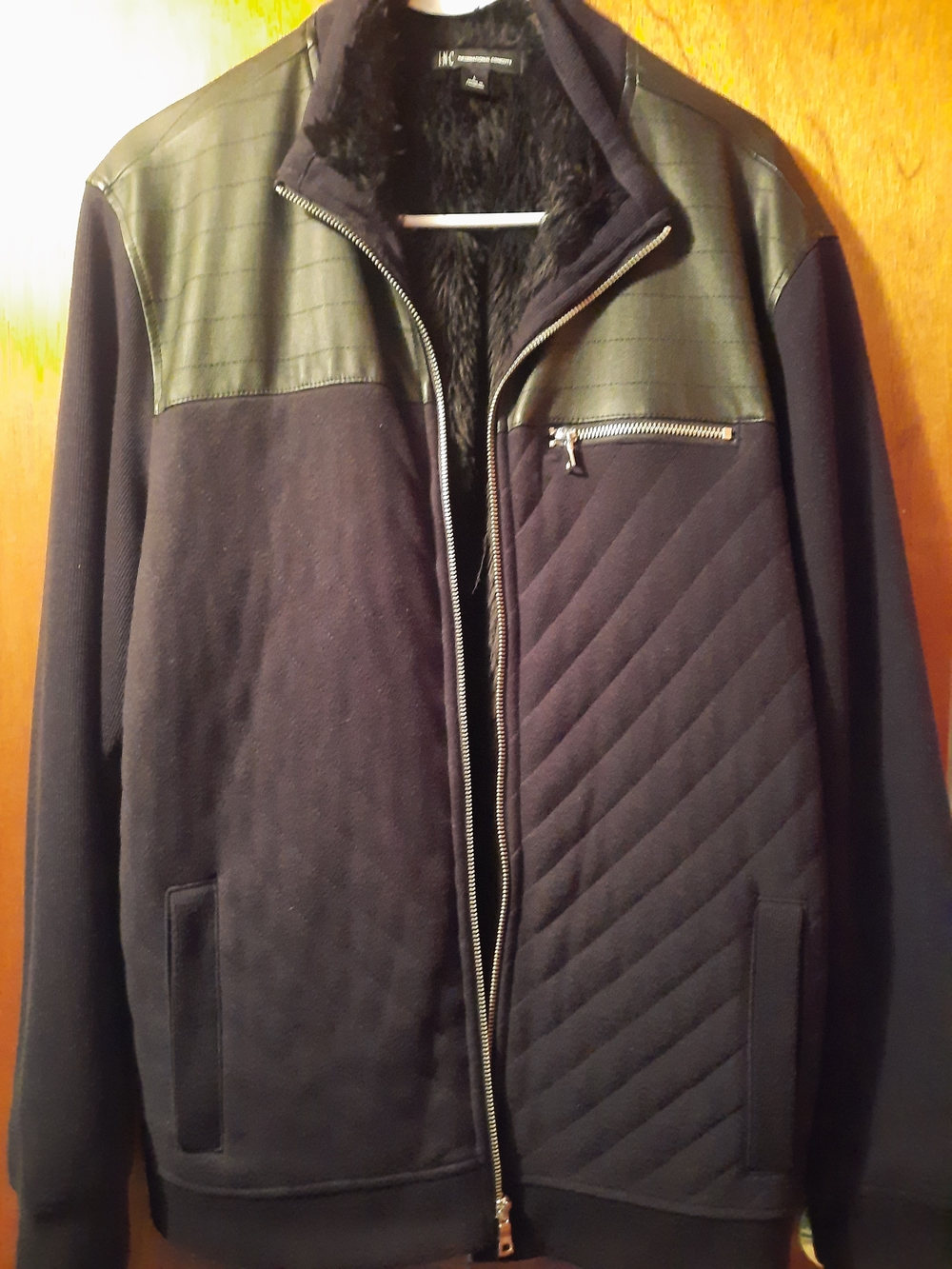 INC Men's Black Quilted Zip Jacket